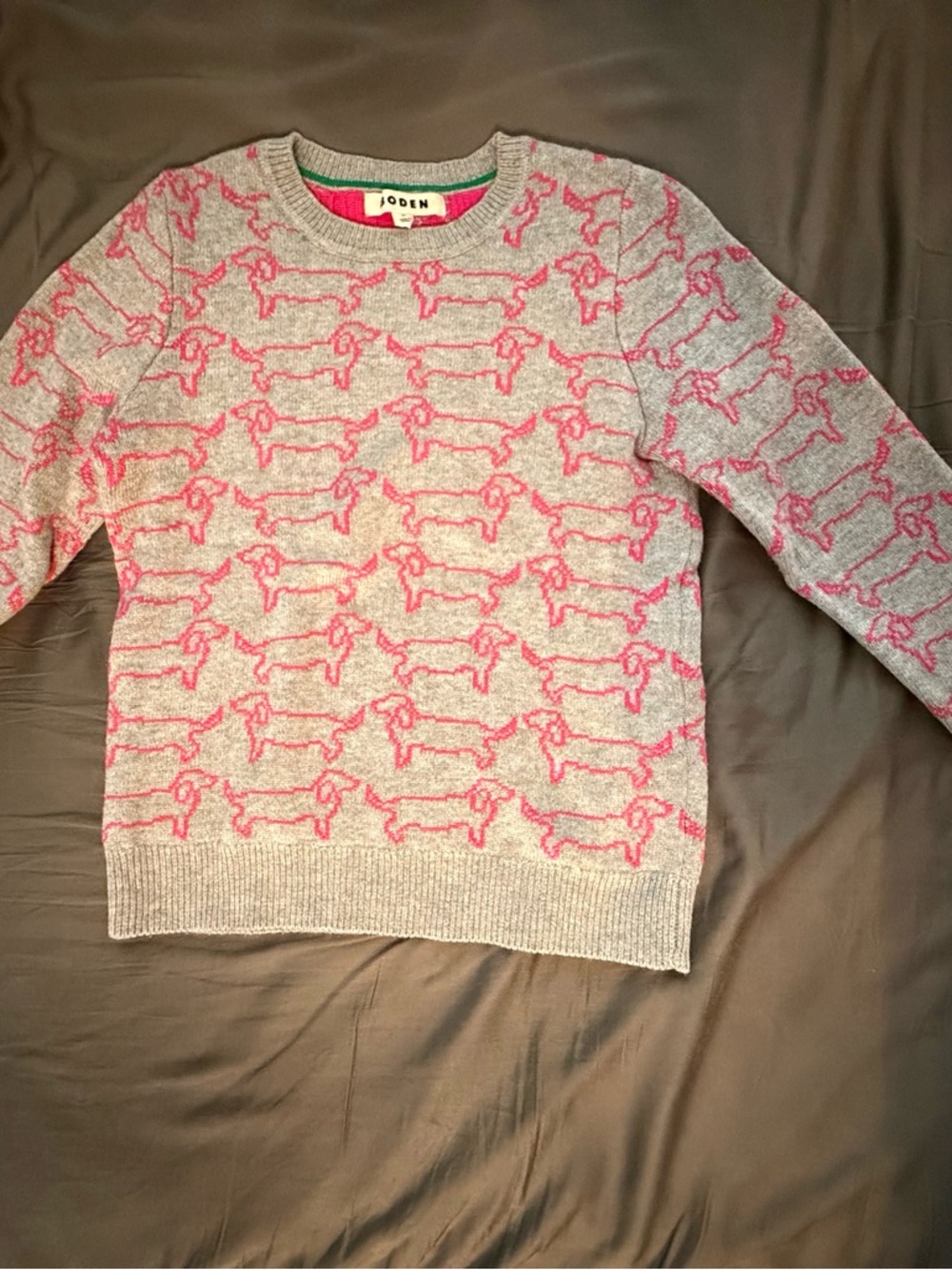 Boden Heather Dachshund Jacquard Wool Blend Jumper pink - Picture 6 of 13
